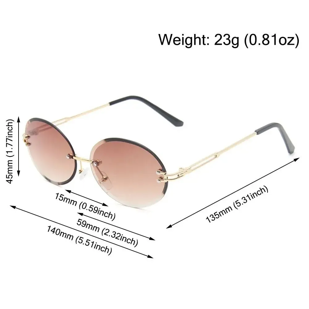 2024 Vintage Metal Punk Sun Glasses Rimless Oval Sunglasses Trendy Frameless Shades UV400 Protection