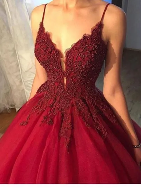 A-line Spaghetti Strap Floor-Length Tulle Prom Dresses With Beading HX00164