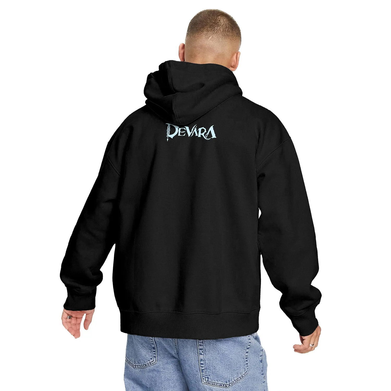 All Hail The Tiger | Devara Official Hoodie (White Edition) Front & Back