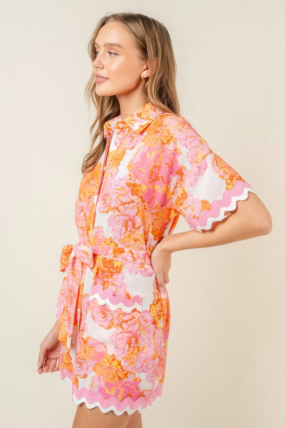 Belted In Waves Mini Dress
