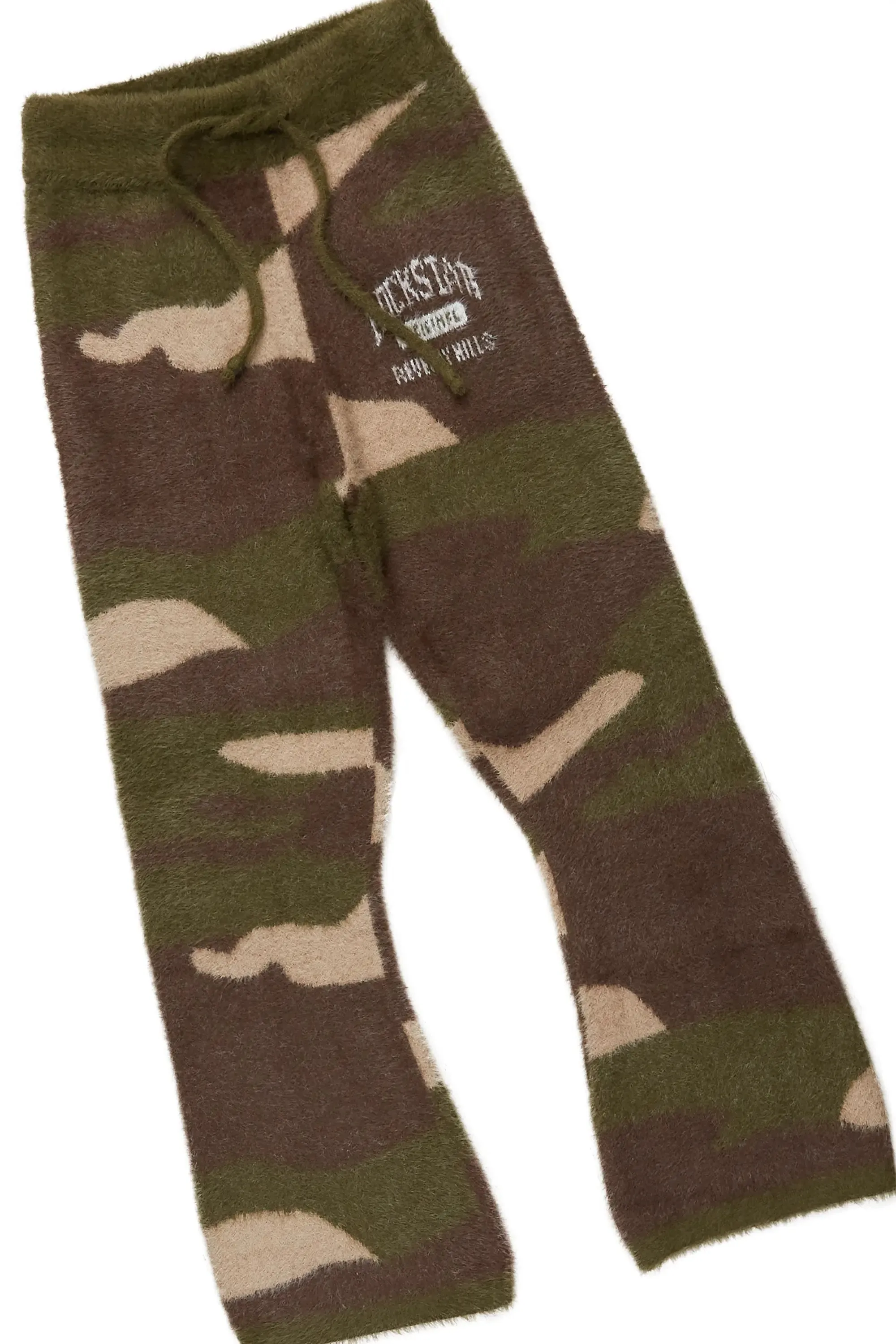 Optimized Title: Boys Green Camo Flare Knit Mohair Track Set – Stylish & Comfortable Activewear