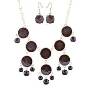 Brilliant Chic Trendy Fashion Statement Necklace Jewelry Set JN291 Gold Black