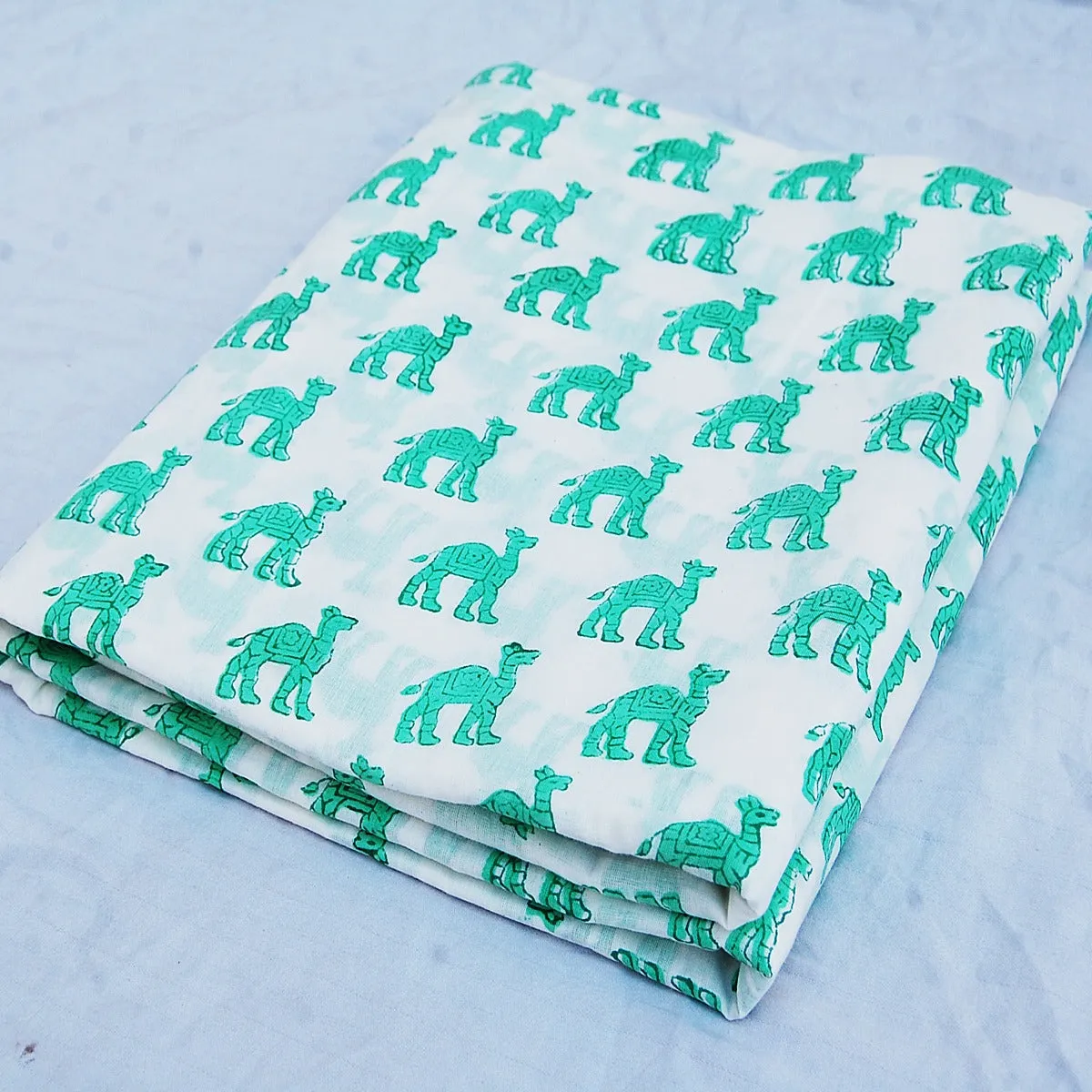 Camel Hand Block Print Indian Natural Cotton Fabric