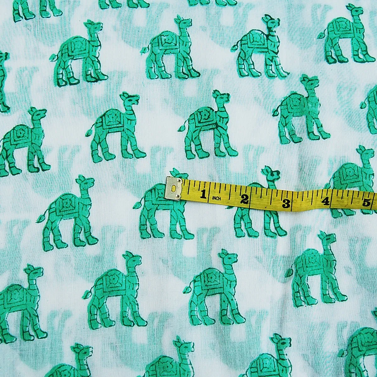 Camel Hand Block Print Indian Natural Cotton Fabric