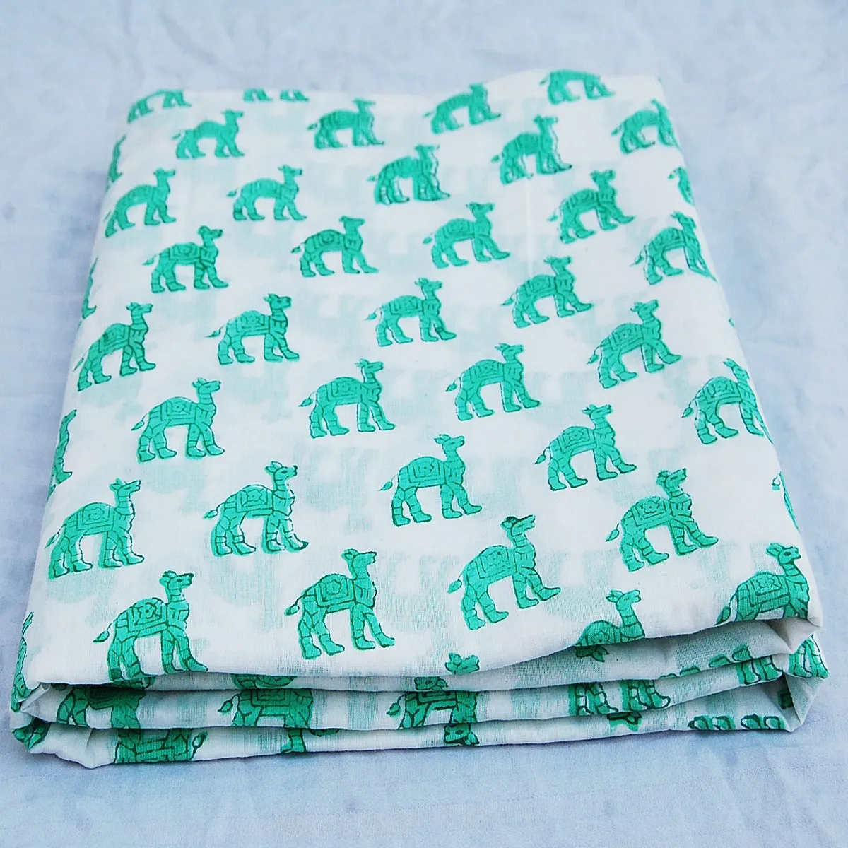 Camel Hand Block Print Indian Natural Cotton Fabric