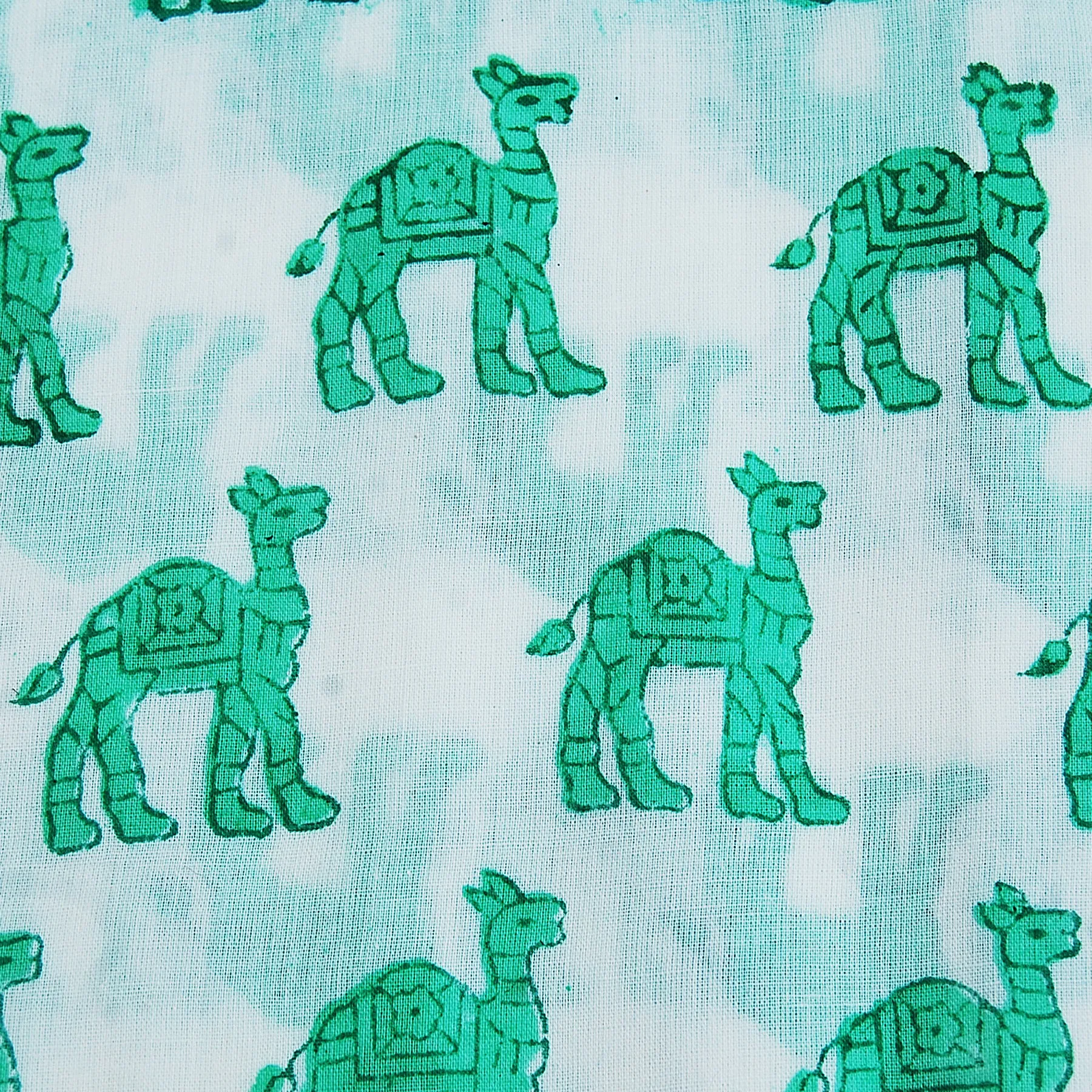 Camel Hand Block Print Indian Natural Cotton Fabric