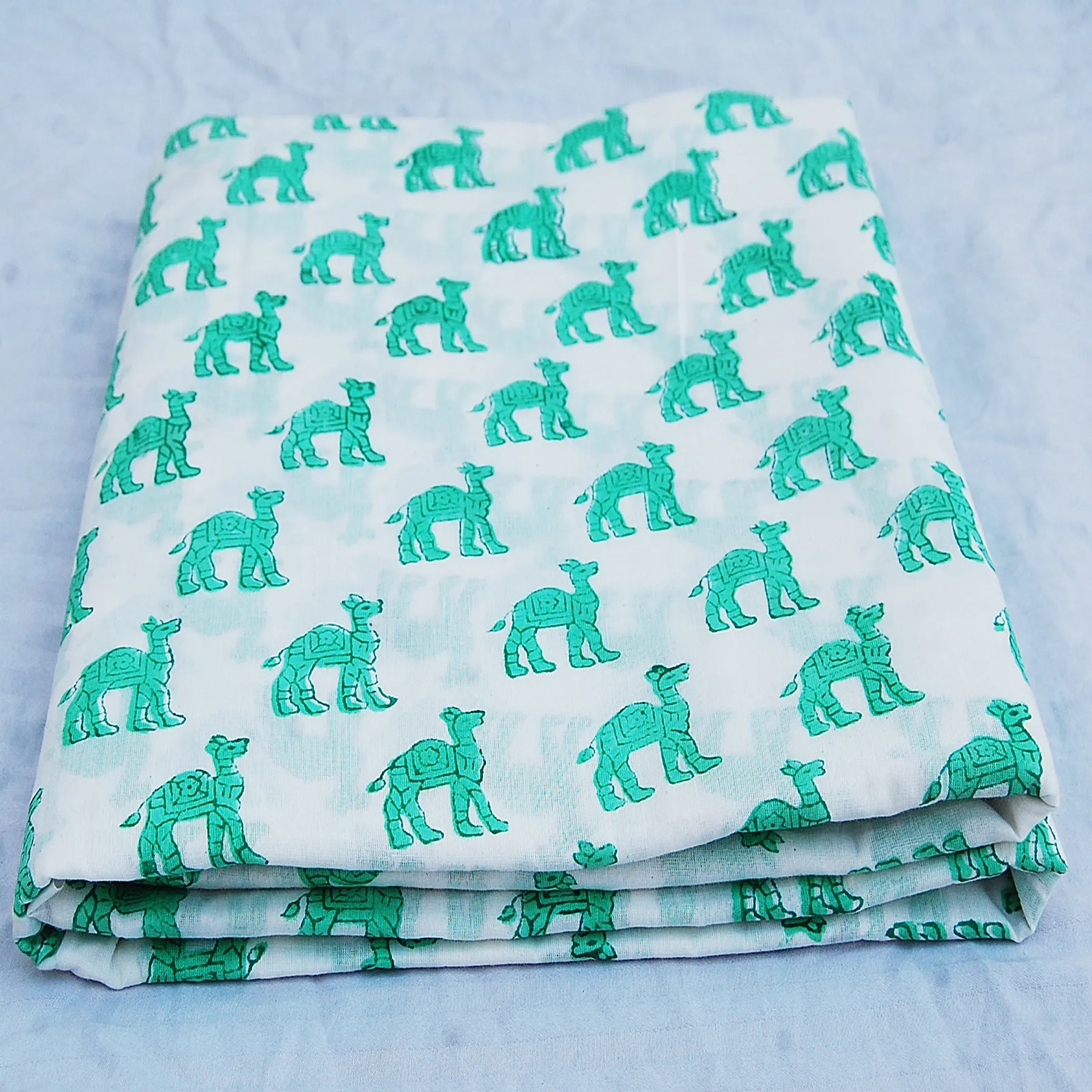 Camel Hand Block Print Indian Natural Cotton Fabric