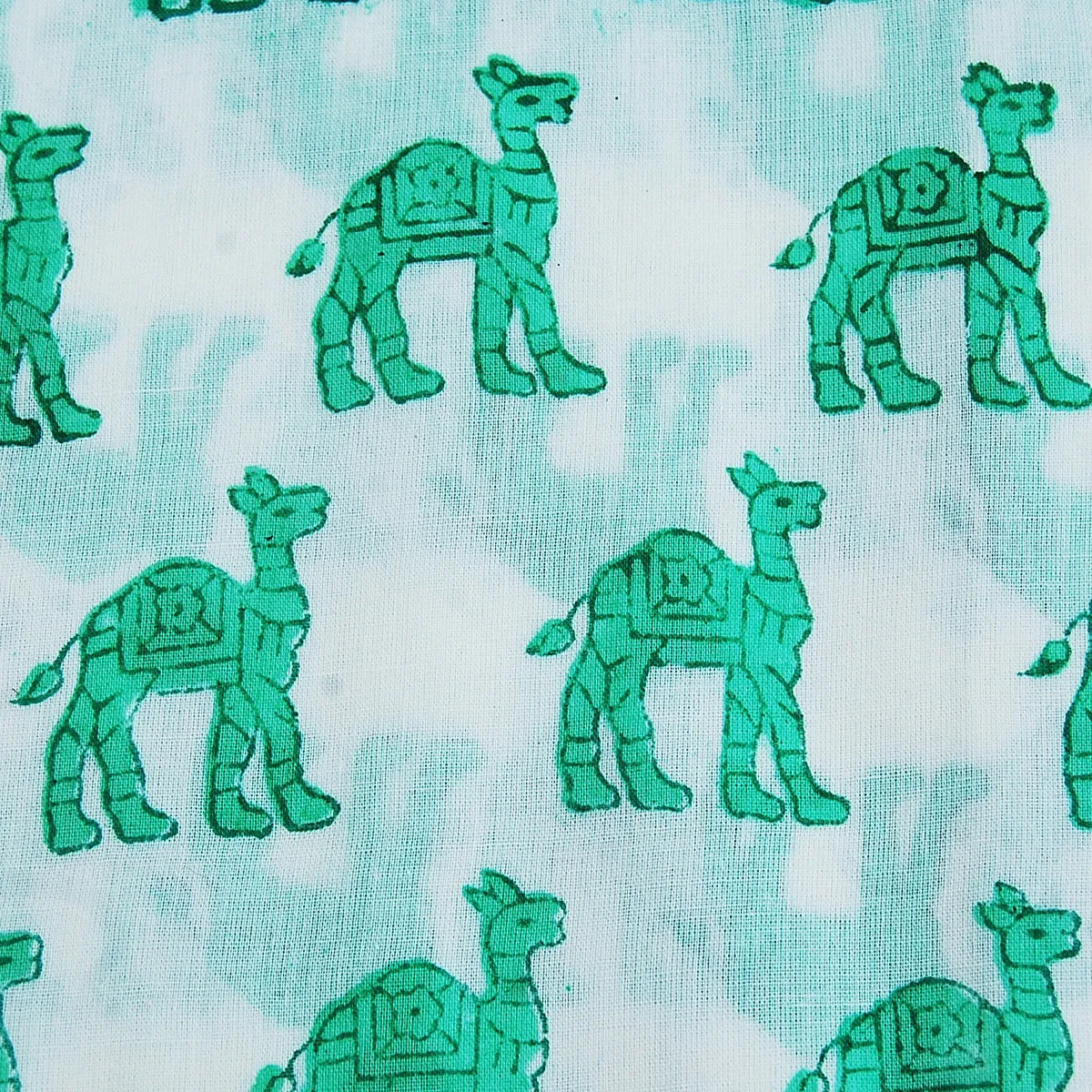 Camel Hand Block Print Indian Natural Cotton Fabric
