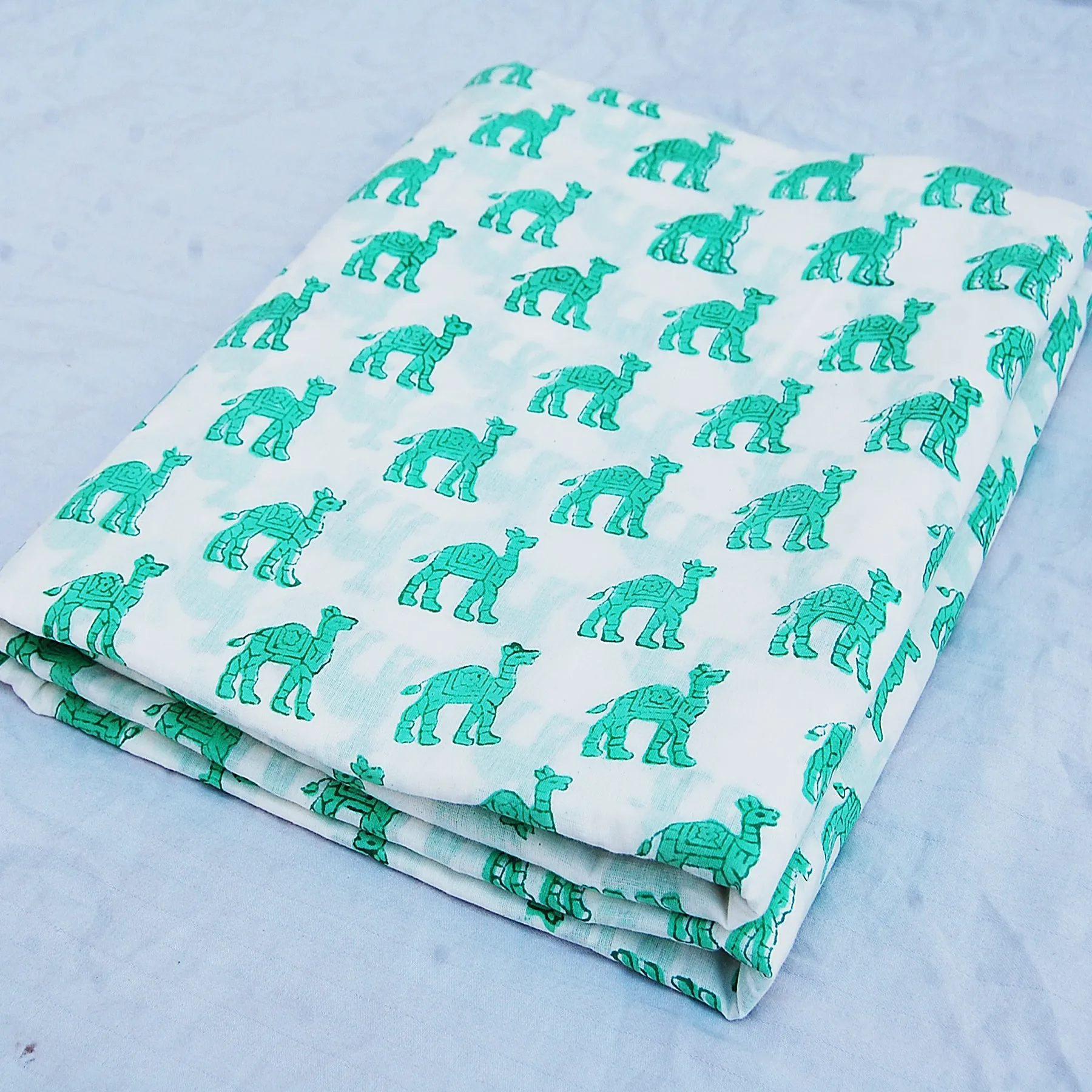Camel Hand Block Print Indian Natural Cotton Fabric