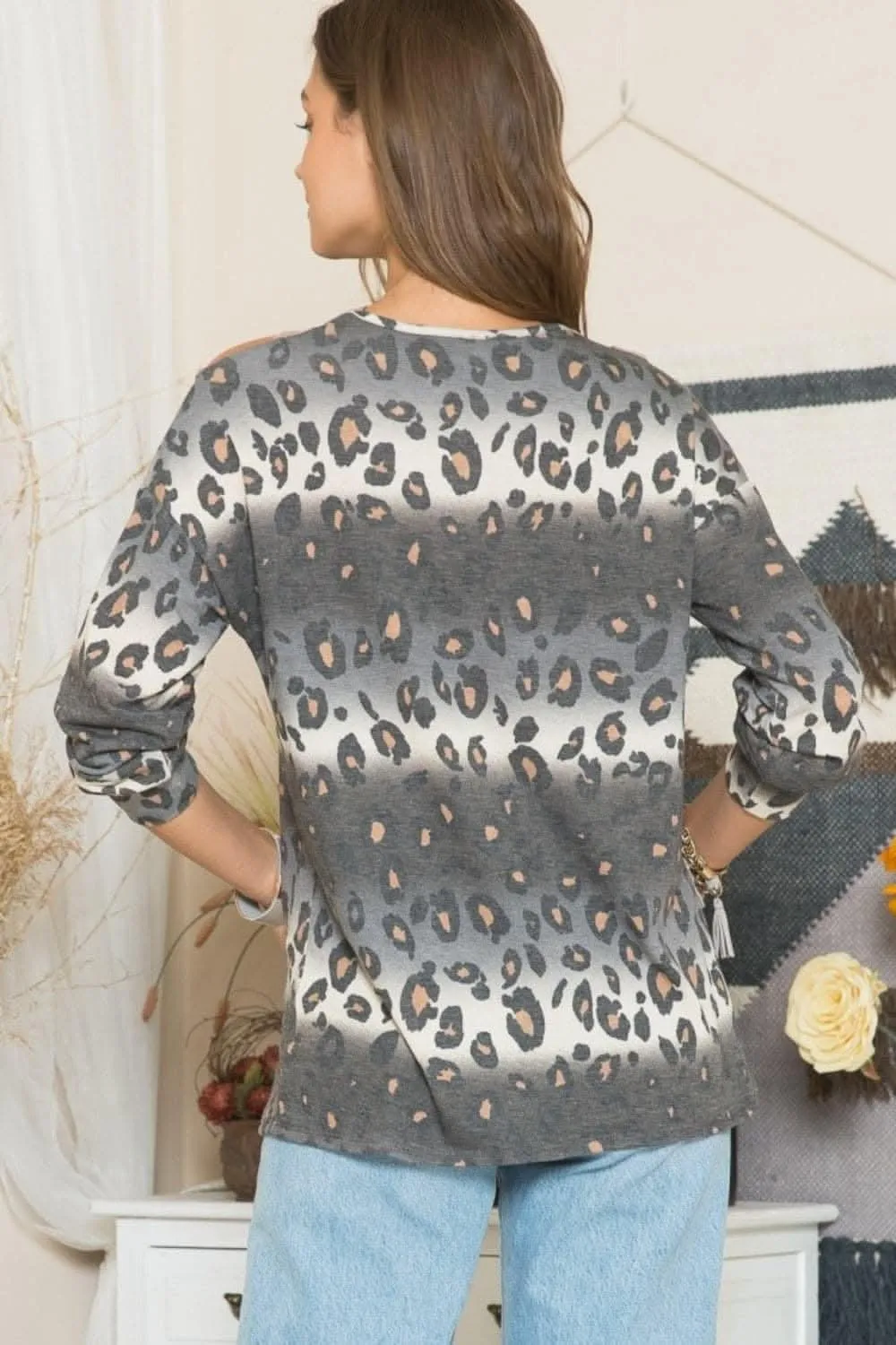 Celeste plus size leopard tee, olive