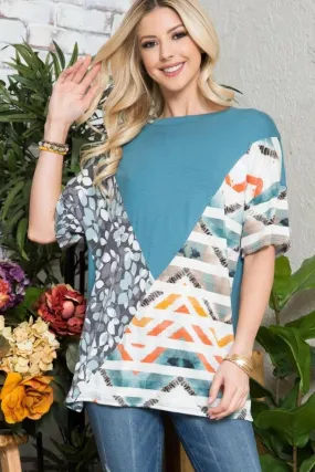 Celeste vibrant color block tee