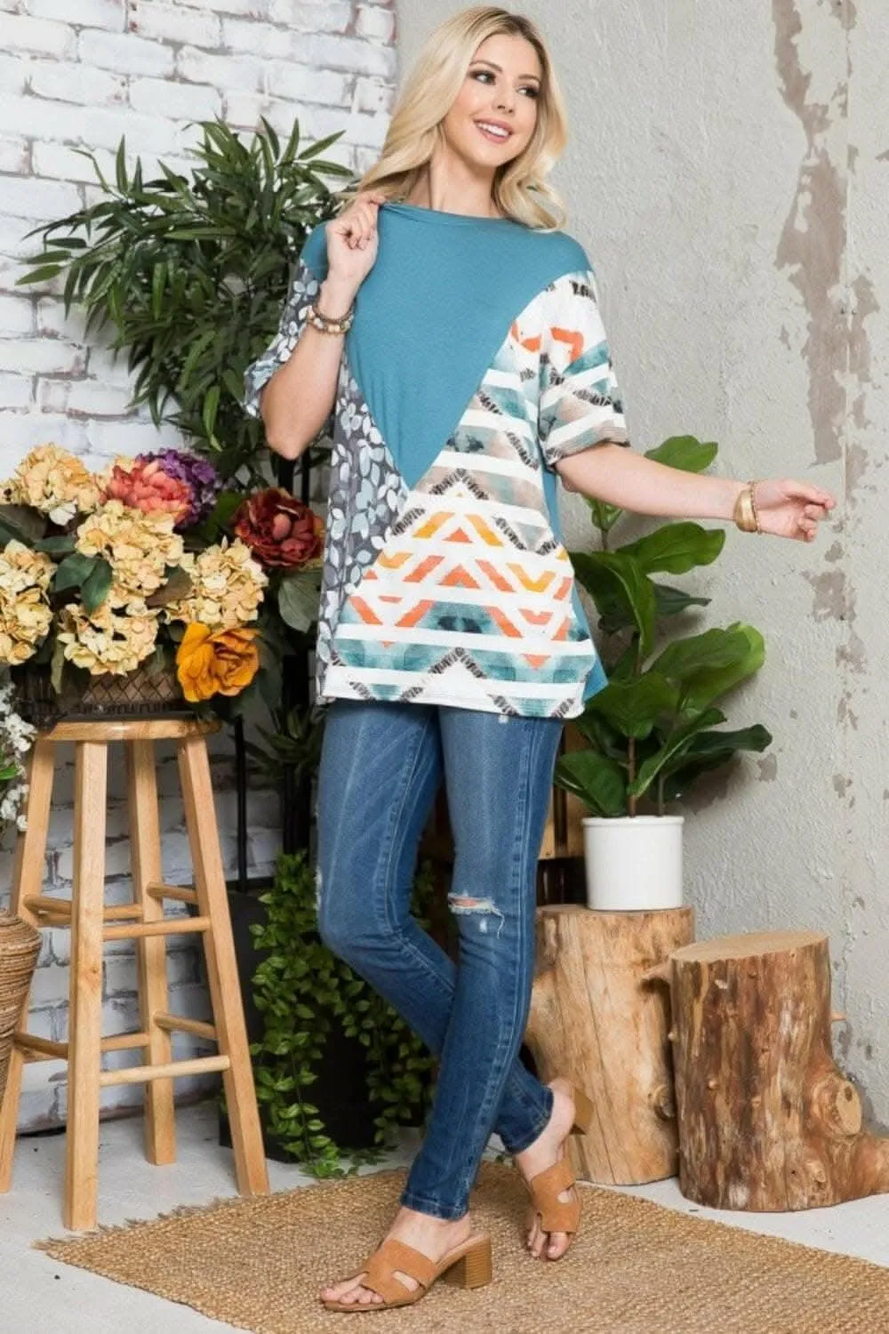 Celeste vibrant color block tee