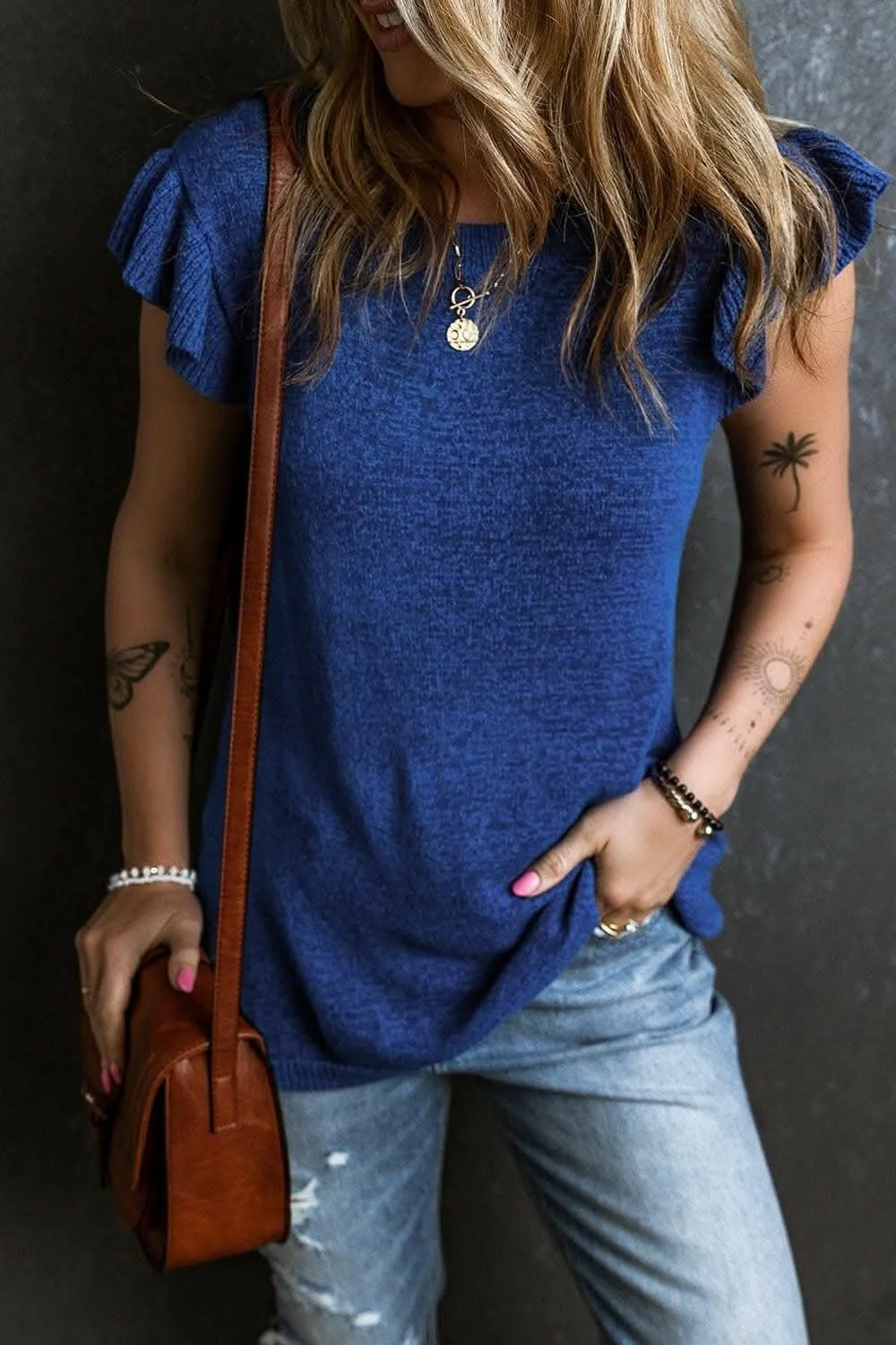 Chic frilled high neck blouse