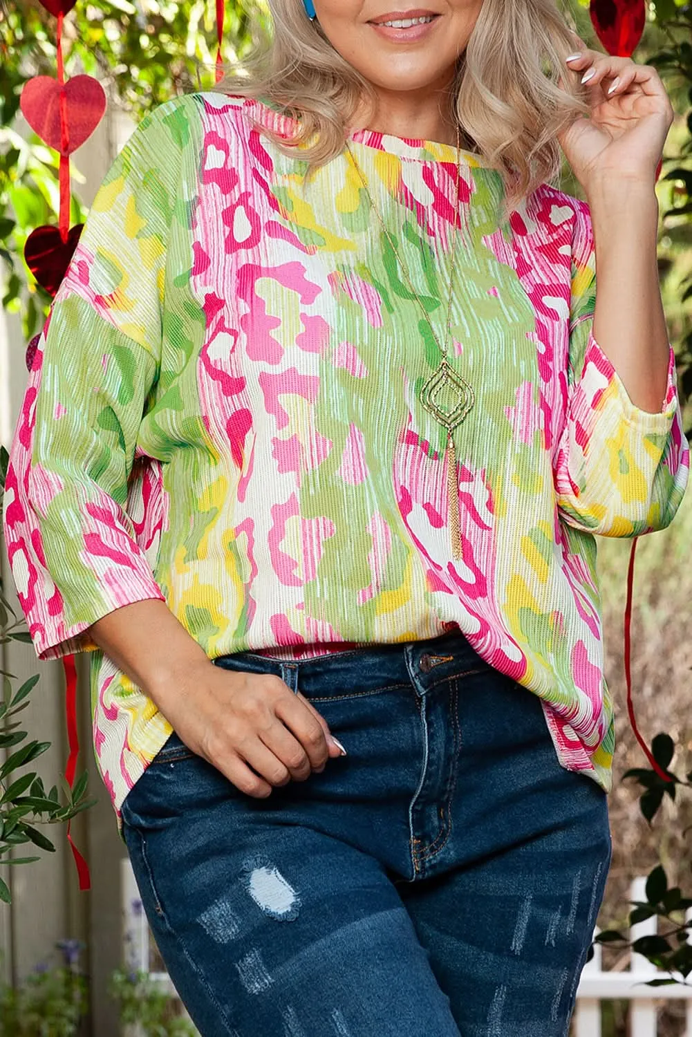 Color block leopard tee - plus size