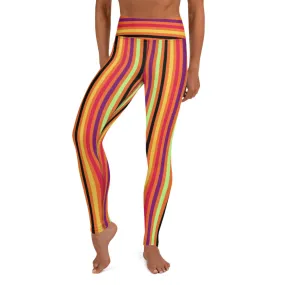 Colorful stripes orange Yoga Leggings.