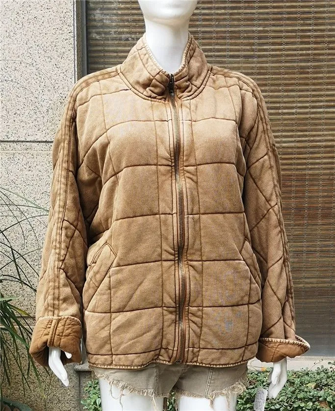 Comfy Lightweight Diamon Quilted Knit Cotton Padded Aviator Jacket