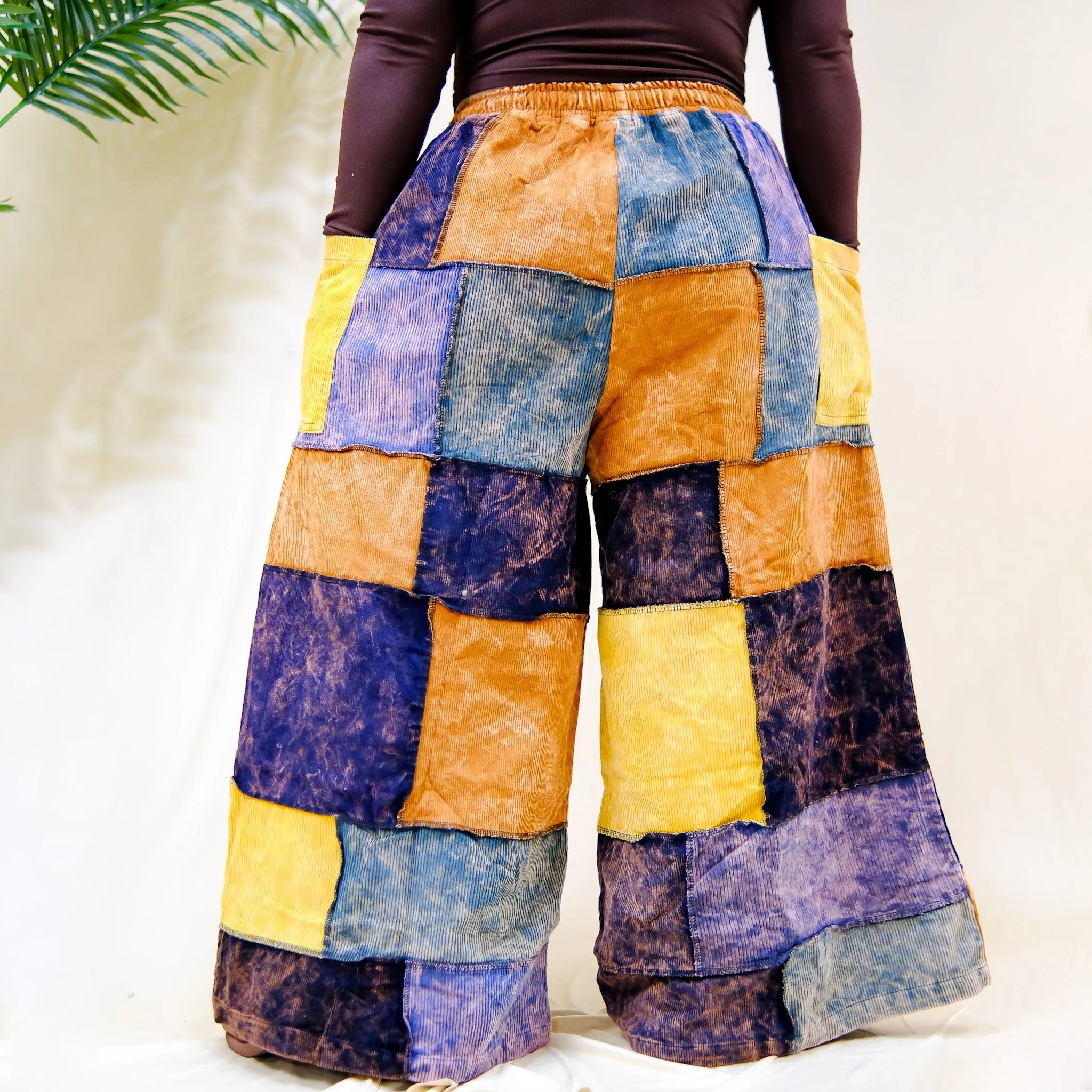 Corduroy Patchwork Palazzo Pants
