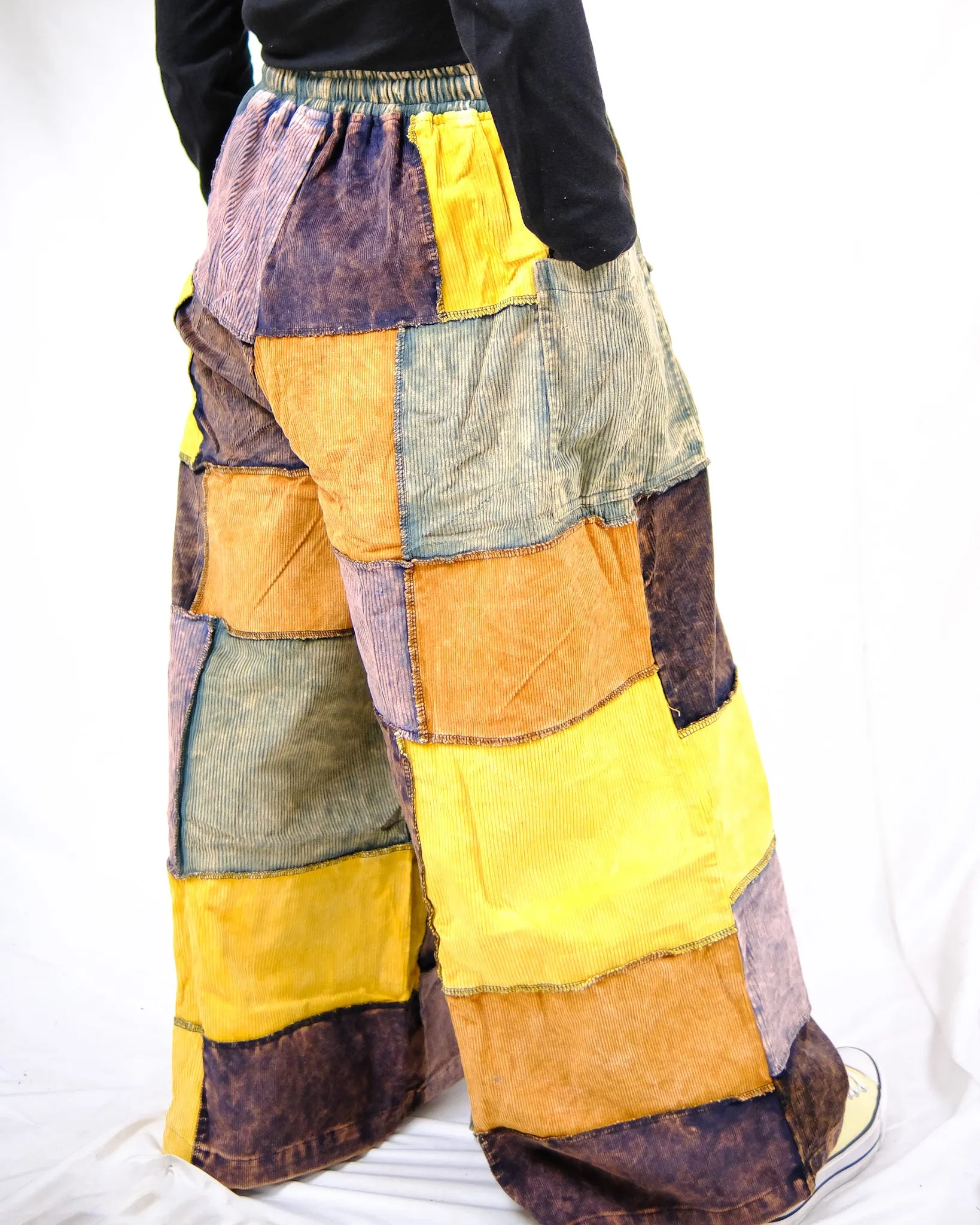 Corduroy Patchwork Palazzo Pants