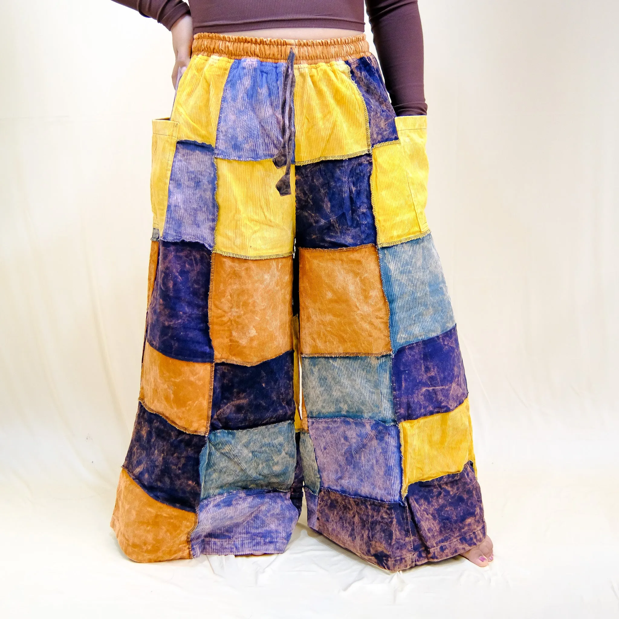 Corduroy Patchwork Palazzo Pants