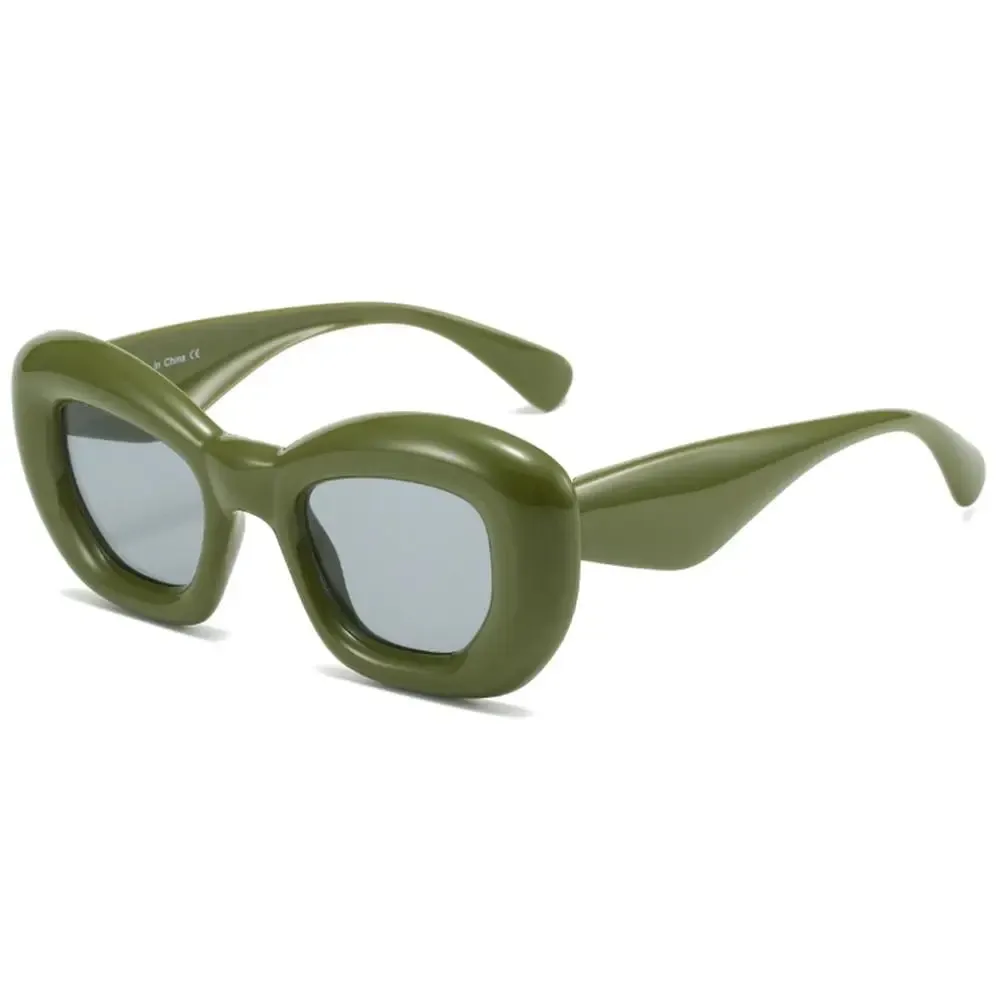 Cute Heart-Shaped Inflated Sunglasses for Women, Trendy Chunky Sun Glasses Retro Thick Frame Funny Shades