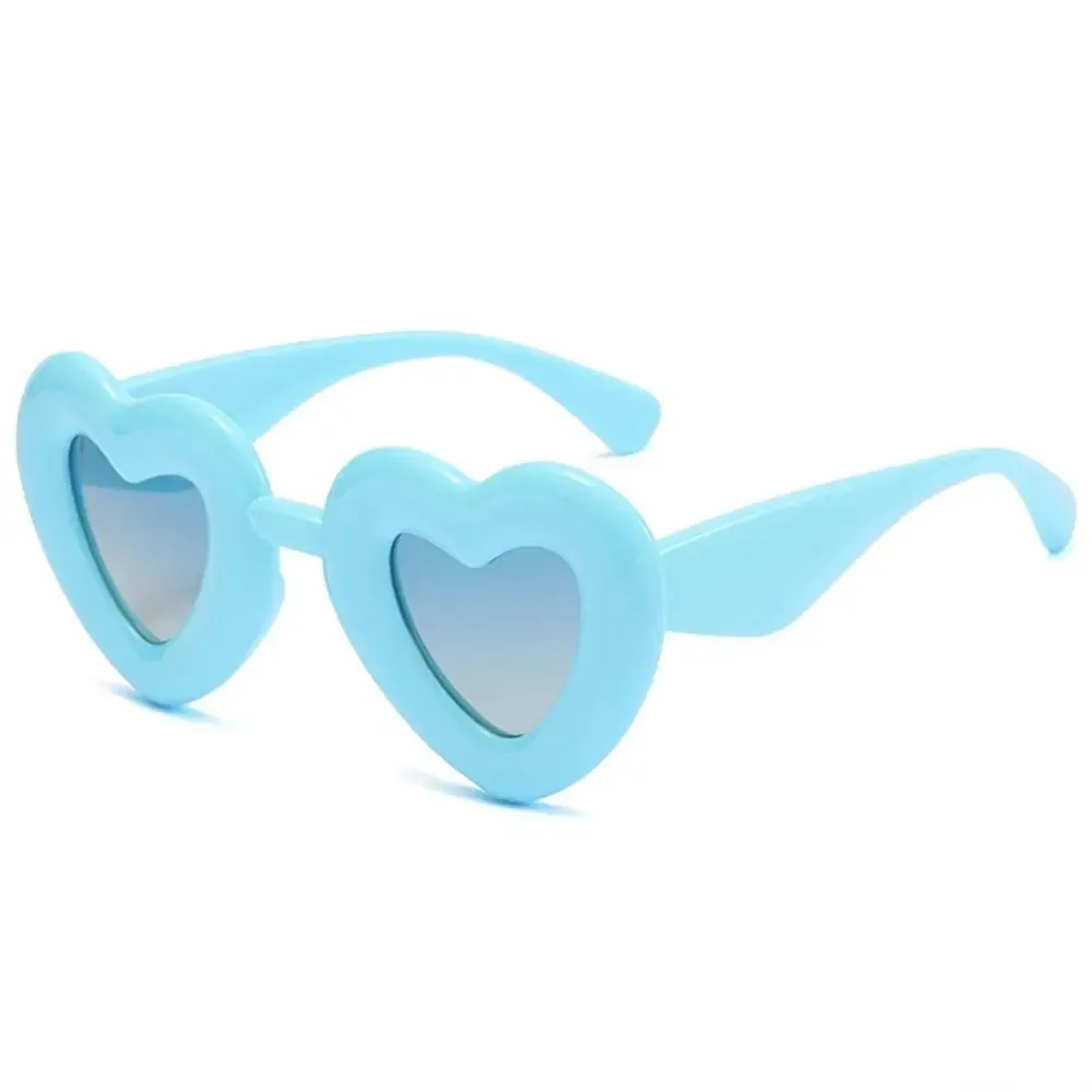 Cute Heart-Shaped Inflated Sunglasses for Women, Trendy Chunky Sun Glasses Retro Thick Frame Funny Shades