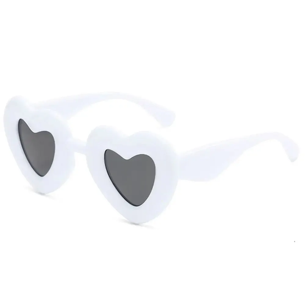 Cute Heart-Shaped Inflated Sunglasses for Women, Trendy Chunky Sun Glasses Retro Thick Frame Funny Shades