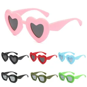Cute Heart-Shaped Inflated Sunglasses for Women, Trendy Chunky Sun Glasses Retro Thick Frame Funny Shades