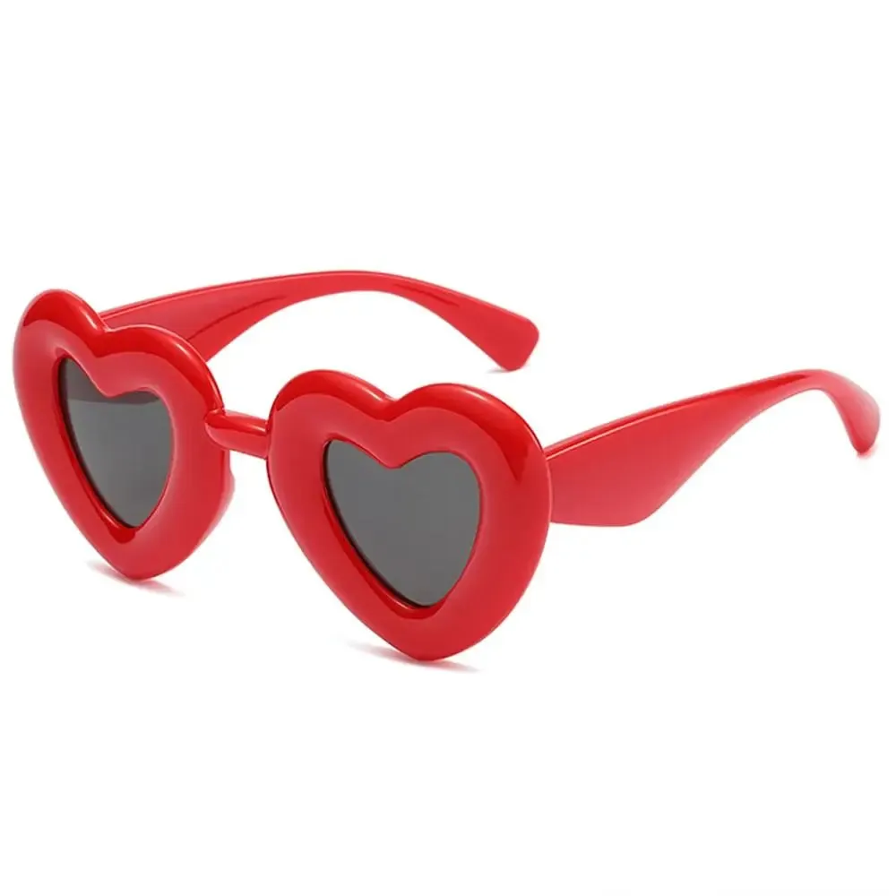 Cute Heart-Shaped Inflated Sunglasses for Women, Trendy Chunky Sun Glasses Retro Thick Frame Funny Shades
