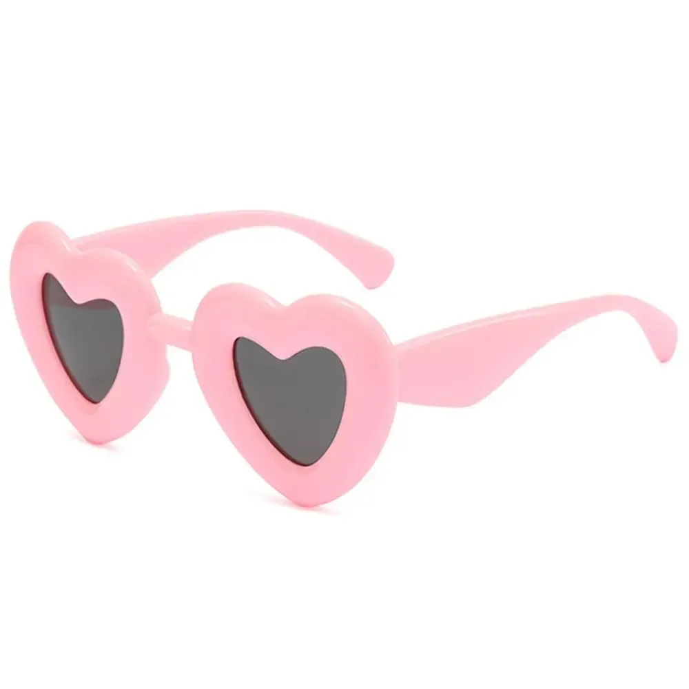 Cute Heart-Shaped Inflated Sunglasses for Women, Trendy Chunky Sun Glasses Retro Thick Frame Funny Shades