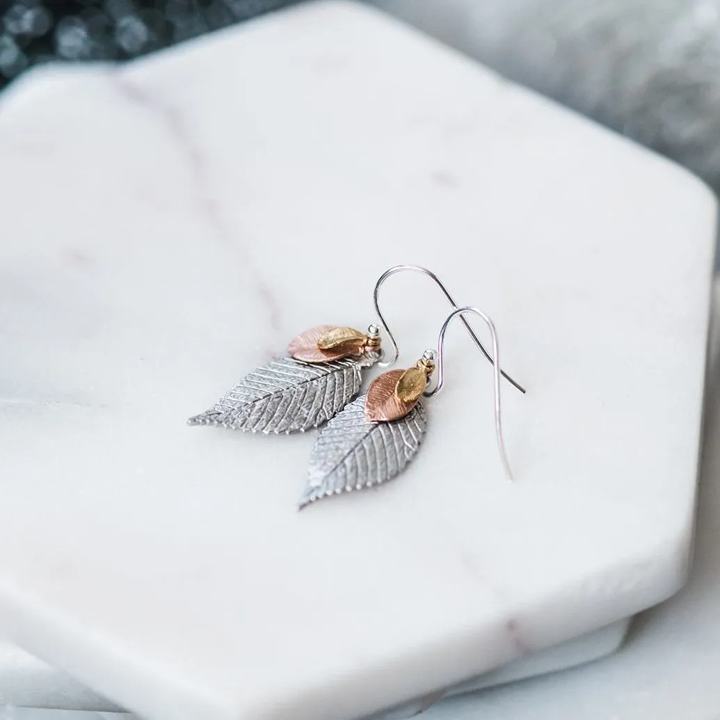 Dainty Mixed Leaves Earrings