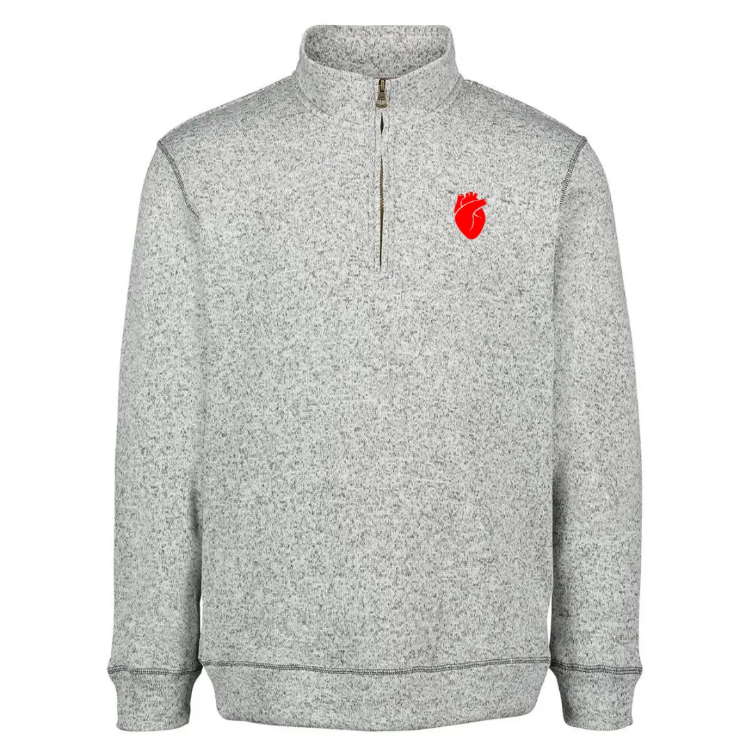 Embroidered Heart Quarter-Zip Pullover