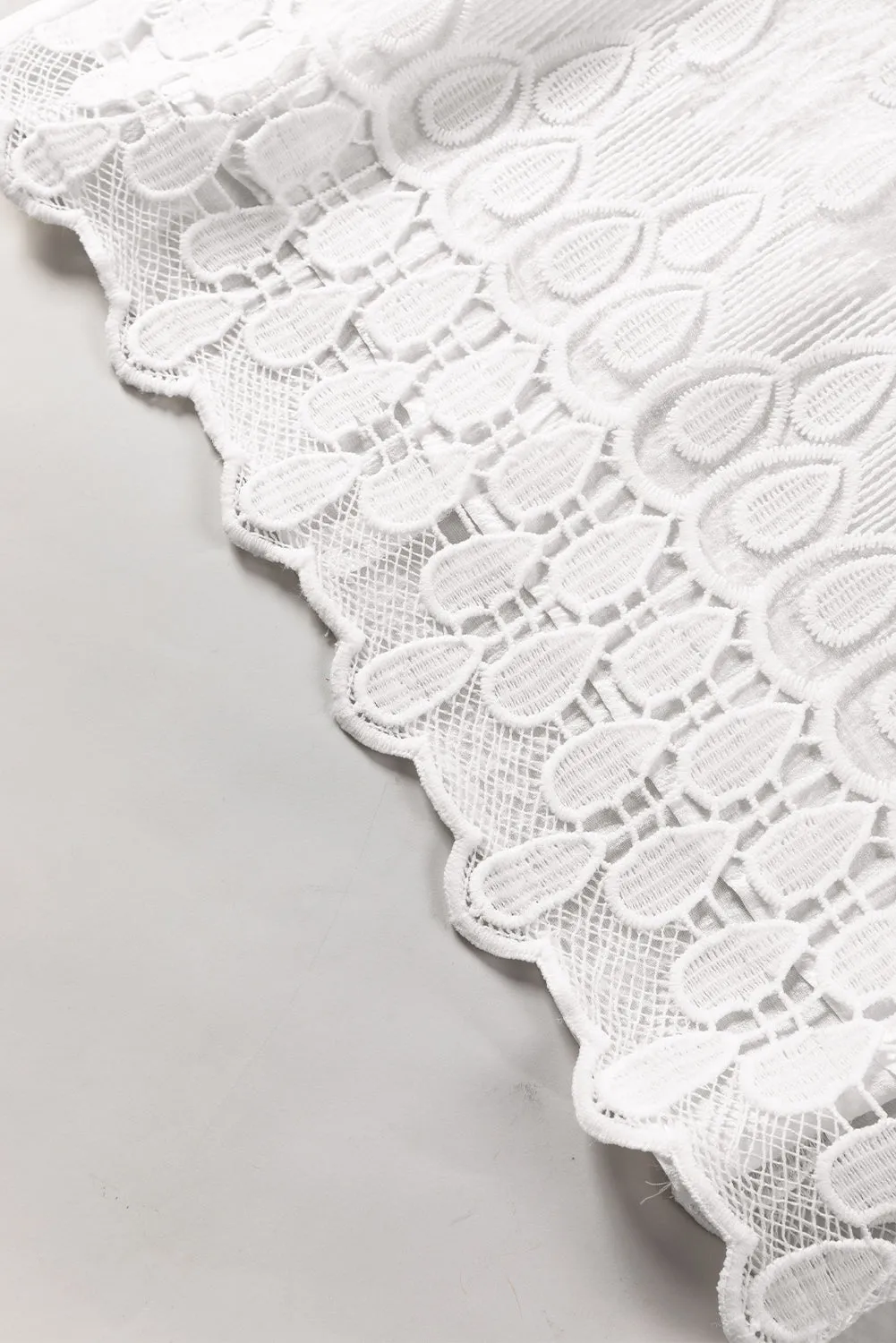 Embroidered Mesh Flounce Sleeve Blouse