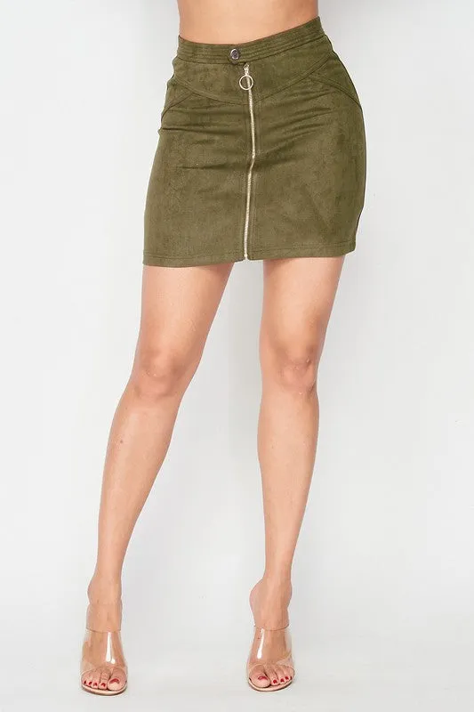 FAUX SUEDE A LINE MINI SKIRT