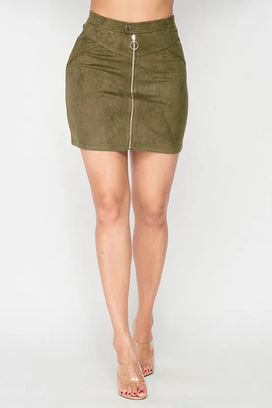 FAUX SUEDE A LINE MINI SKIRT