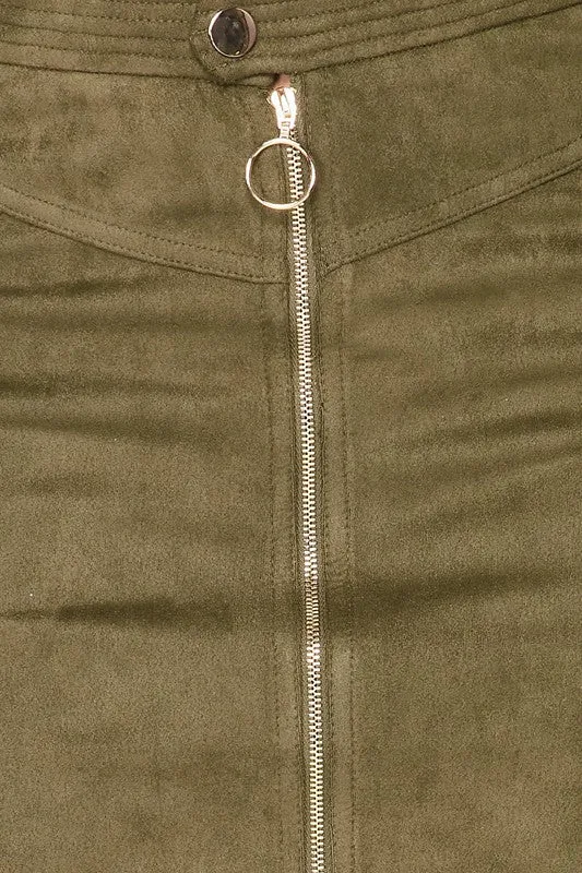 FAUX SUEDE A LINE MINI SKIRT
