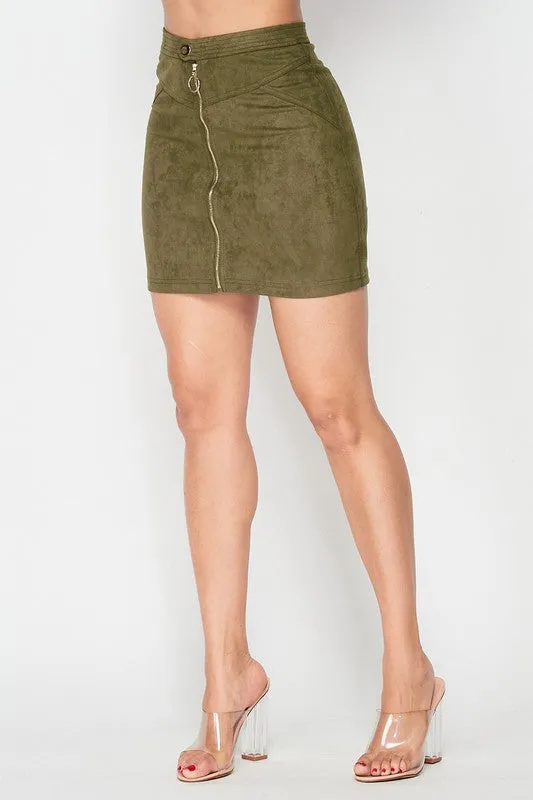 FAUX SUEDE A LINE MINI SKIRT