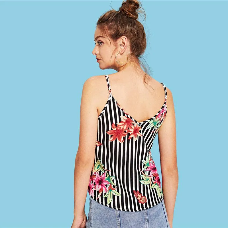 FLORA’S FLORAL STRIPE CAMI TOP