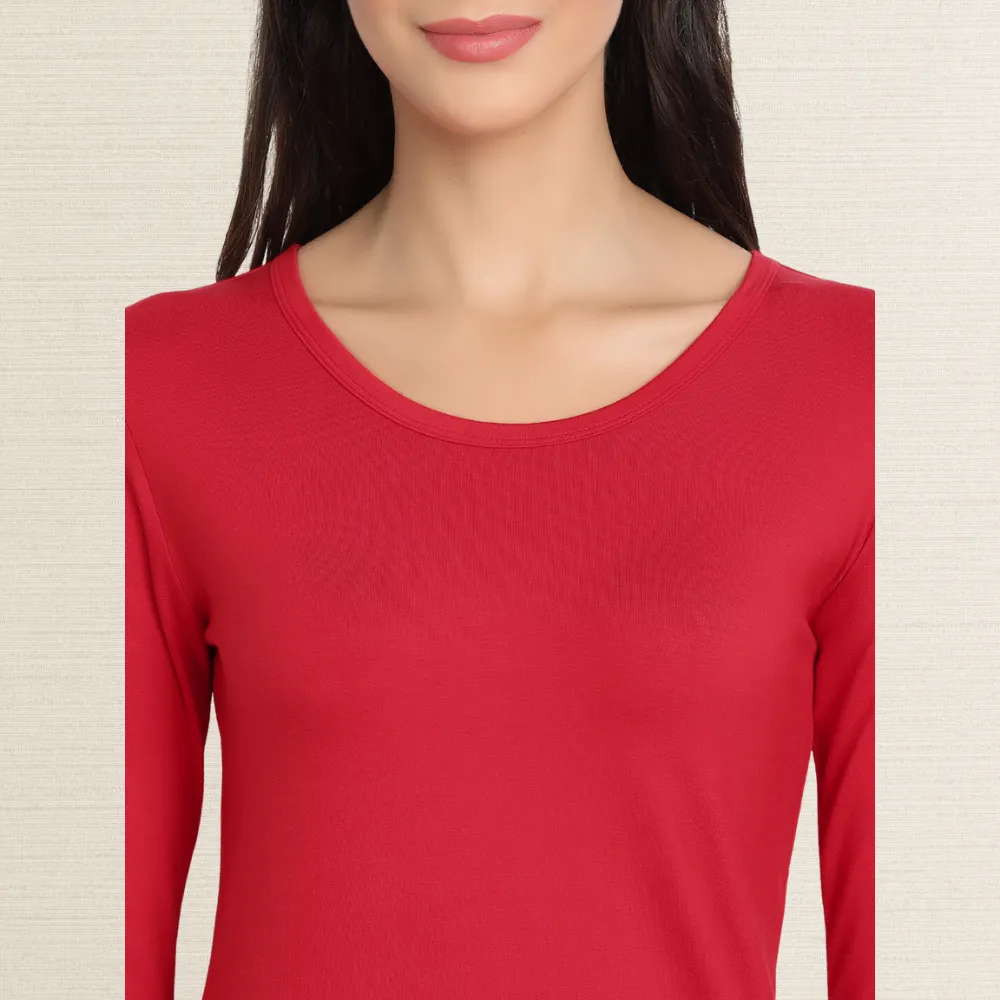 Full Sleeve T-Shirt | Bamboo Fabric | Comfortable | Women Active Wear | Red