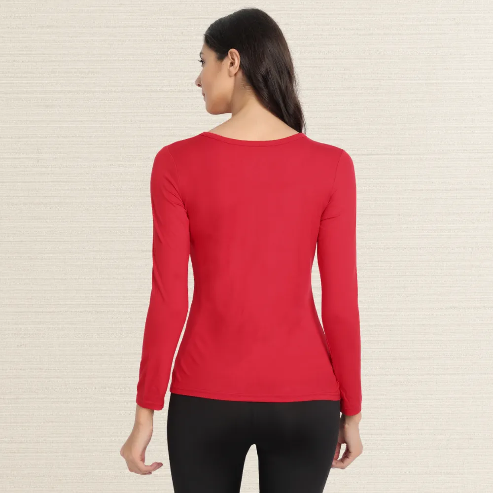 Full Sleeve T-Shirt | Bamboo Fabric | Comfortable | Women Active Wear | Red