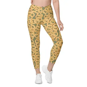 Gold Chain Crossover leggings with pockets