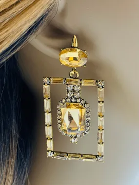 Gold Tone Rhinestone Diva Earrings