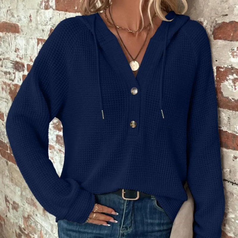Hot saleWomens Trendy Solid Color Hooded Long Sleeve Top