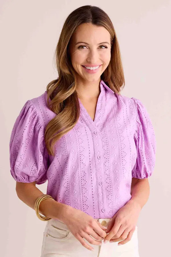 Kalie Lavender Button Up Top
