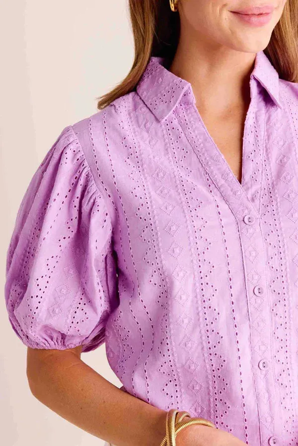Kalie Lavender Button Up Top