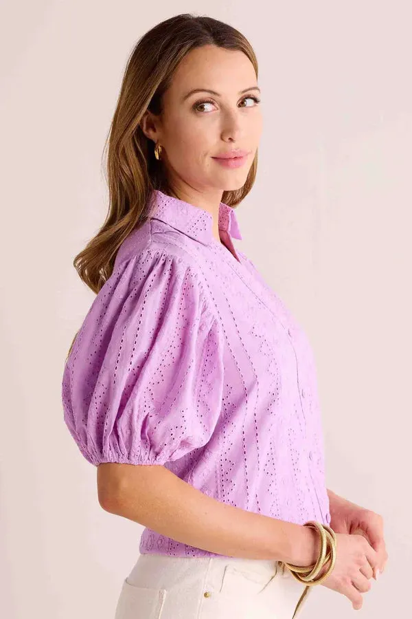 Kalie Lavender Button Up Top