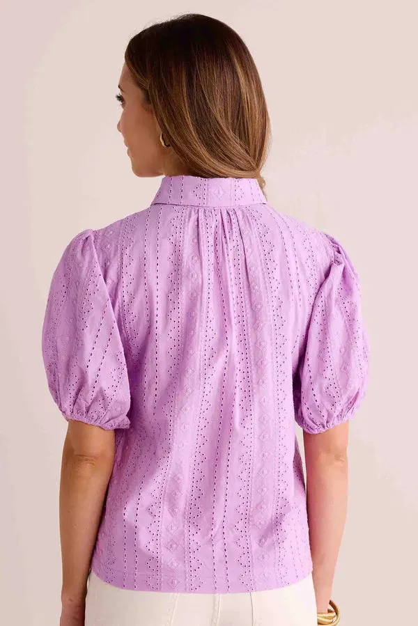 Kalie Lavender Button Up Top