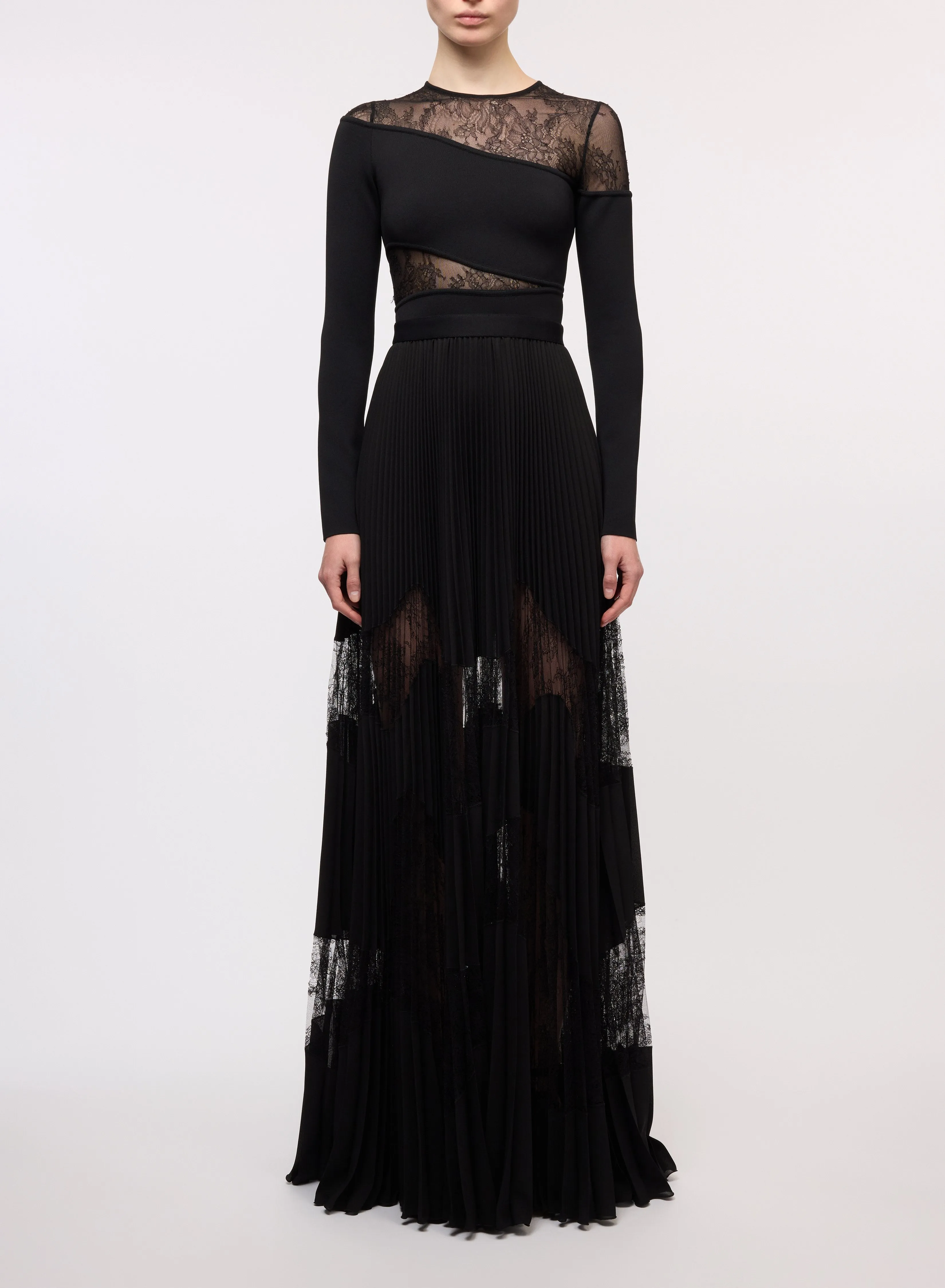 Knit and Lace Long Dress