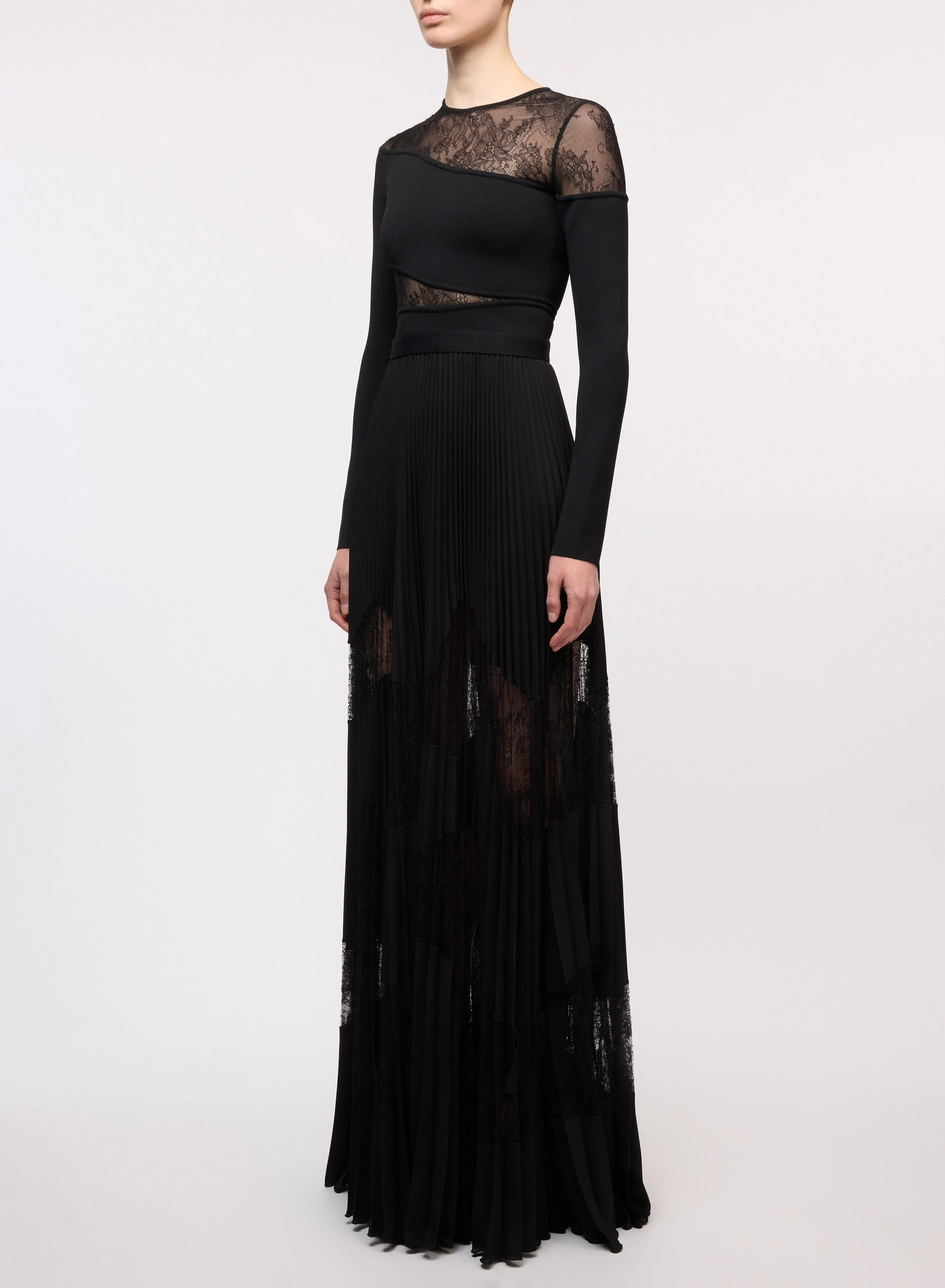 Knit and Lace Long Dress