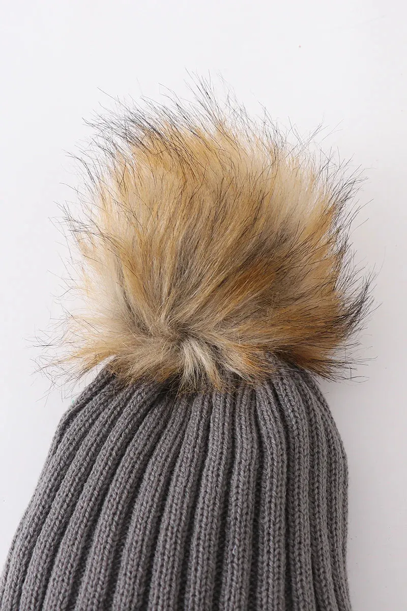 Knit Pom Pom Beanie Kids/Adults | Grey