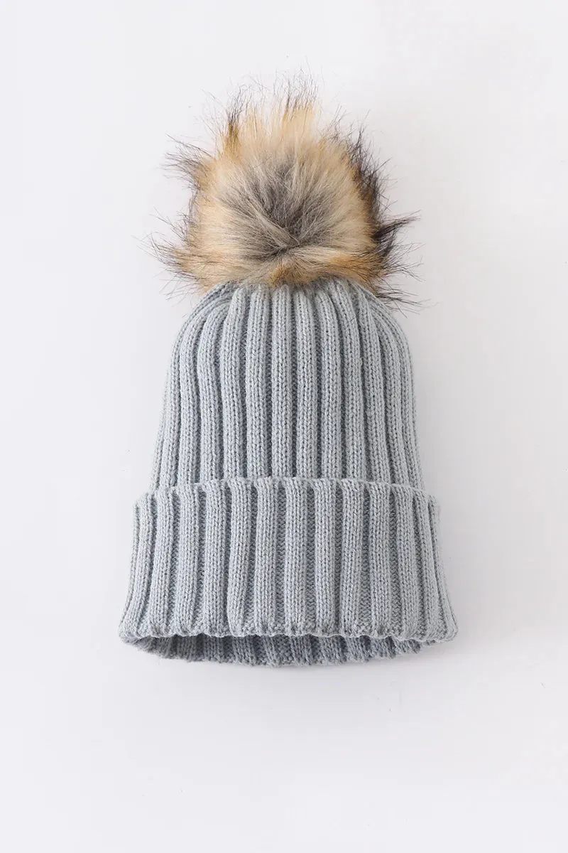 Knit Pom Pom Beanie Kids/Adults | Sage
